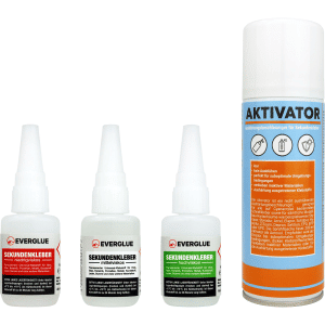 Everglue voordeel set superlijm lang houdbaar dun + medium + dik à 20g + activator 200ml
